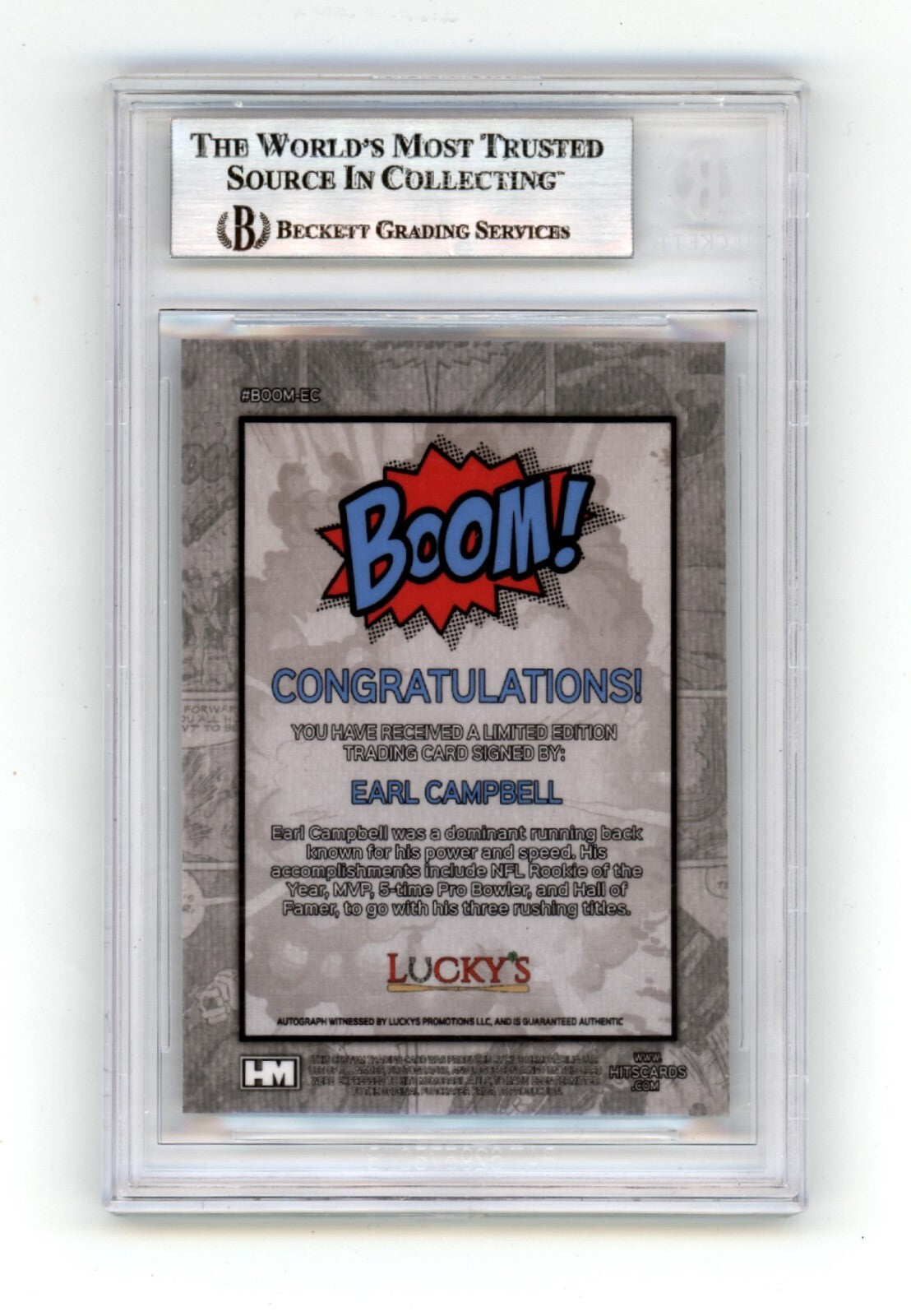 Earl Campbell 2024 Hits Memorabilia BOOM Silver Signed BGS BAS Auto Oilers HOF