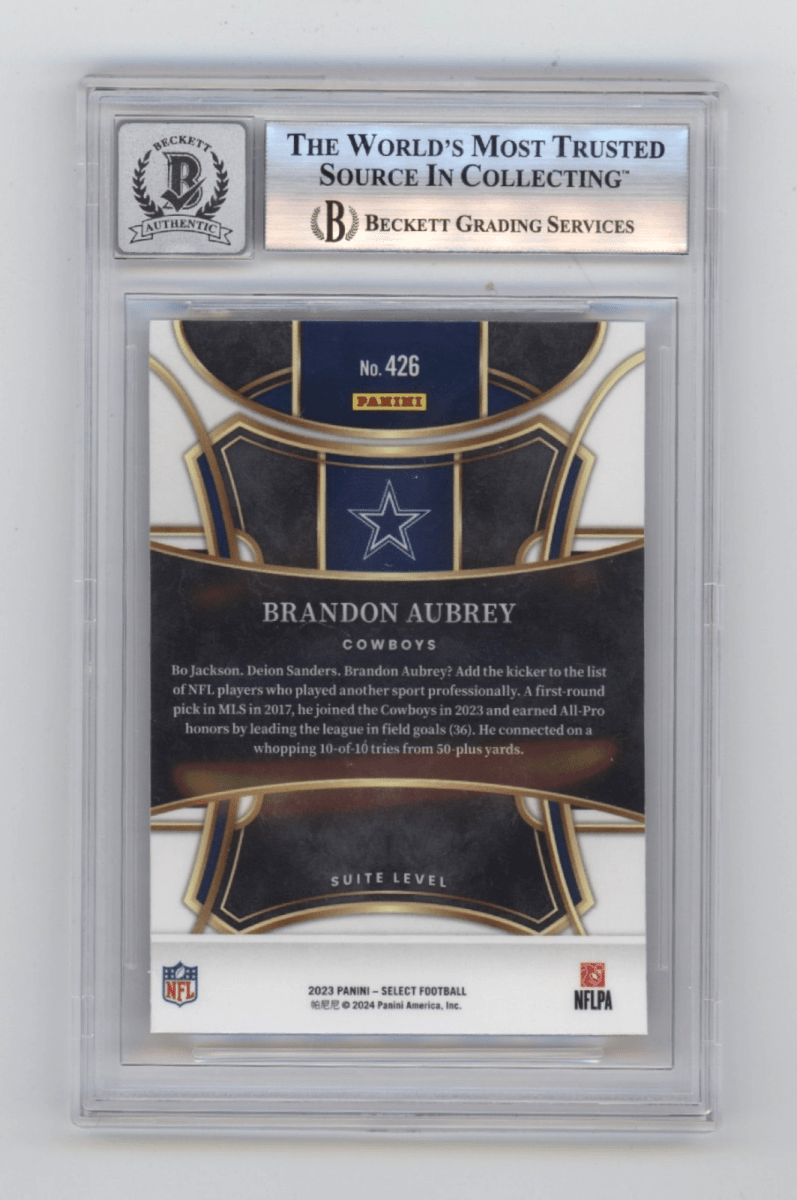 Brandon Aubrey 2023 Panini Select 426 Suite Level RC Signed Beckett BGS 10 Auto