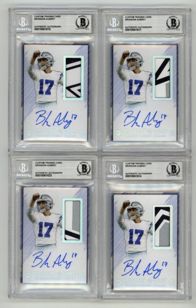 Brandon Aubrey 2023 Hits Memorabilia Silver V RPA Patch Auto RC /17 BGS BAS