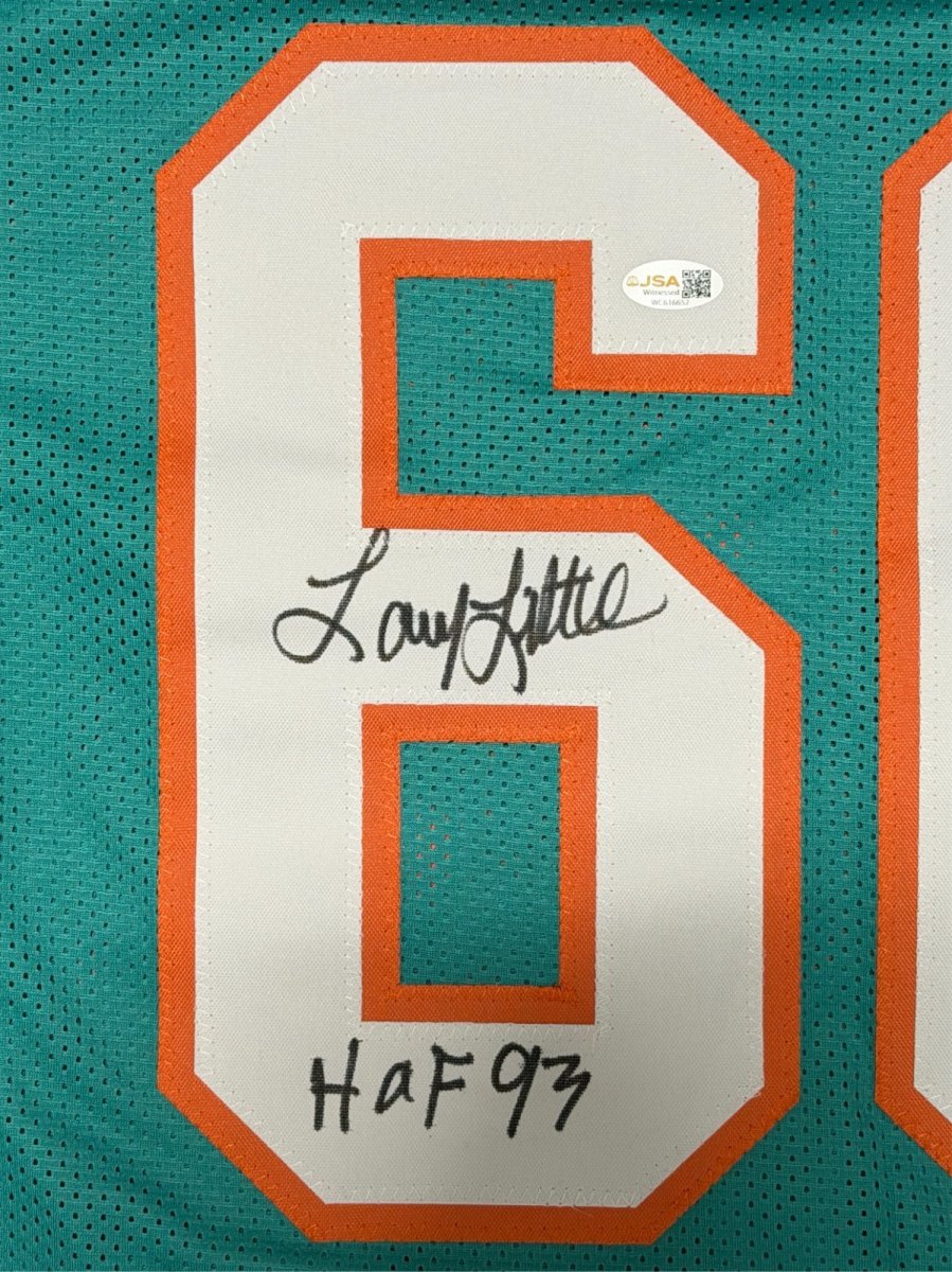 Larry Little Signed Miami Dolphins Custom Jersey w/ HOF 93 JSA Witness COA