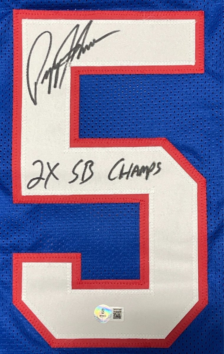 Pepper Johnson Signed NY Giants Custom Jersey w/ 2x SB Champ Beckett Wit BAS COA
