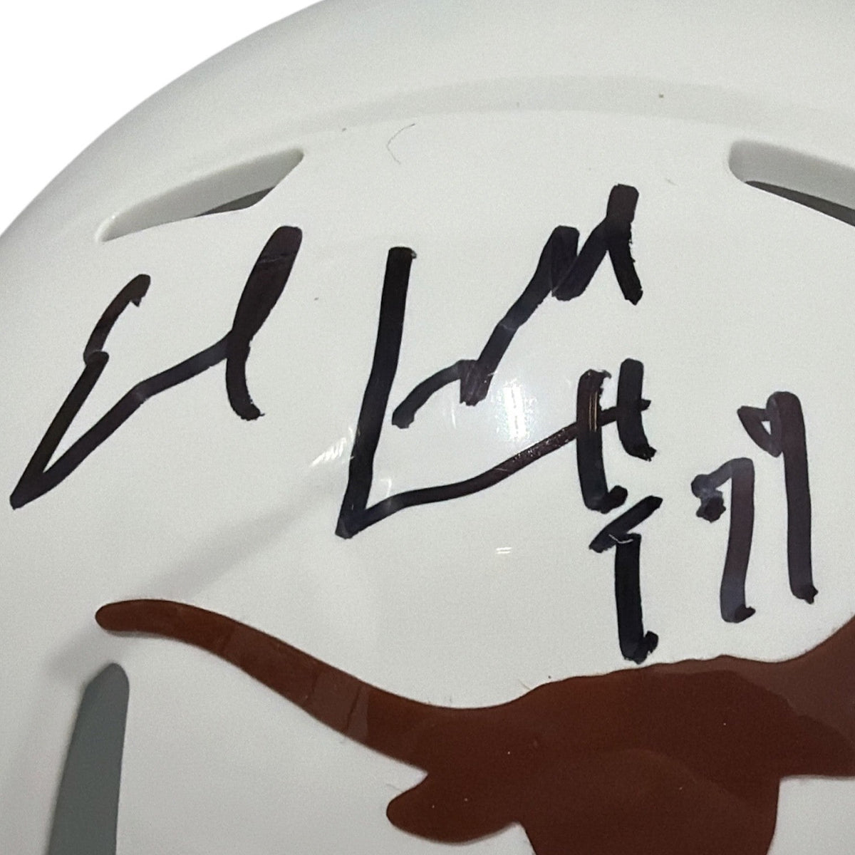 Earl Campbell &amp; Ricky Williams Signed Texas Mini Helmet w/ HT Insc JSA Wit COA