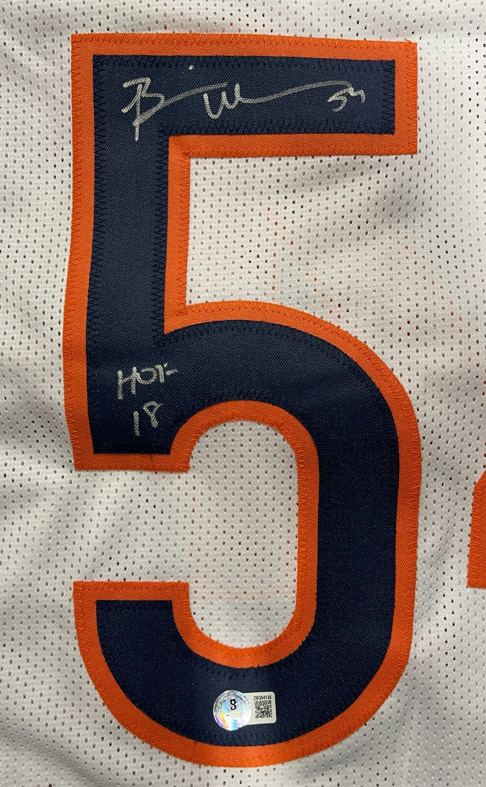 Brian Urlacher Signed Chicago Bears Custom Jersey w/ HOF 18 Beckett Wit BAS COA