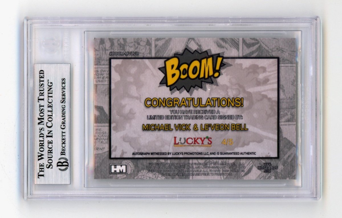 Michael Vick Le'Veon Bell 2024 Hits Memorabilia BOOM Gold /5 Signed BGS BAS Auto