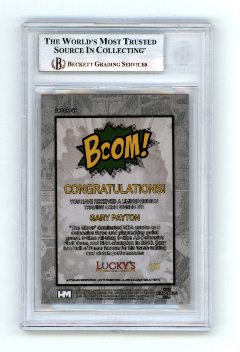 Gary Payton 2024 Hits Memorabilia BOOM Green #/5 Signed BGS BAS Auto Sonics