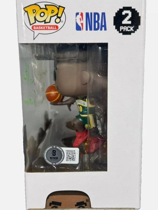 Gary Payton &amp; Shawn Kemp Signed Auto NBA JAM Funko Pop w/ Ins Beckett W BAS COA