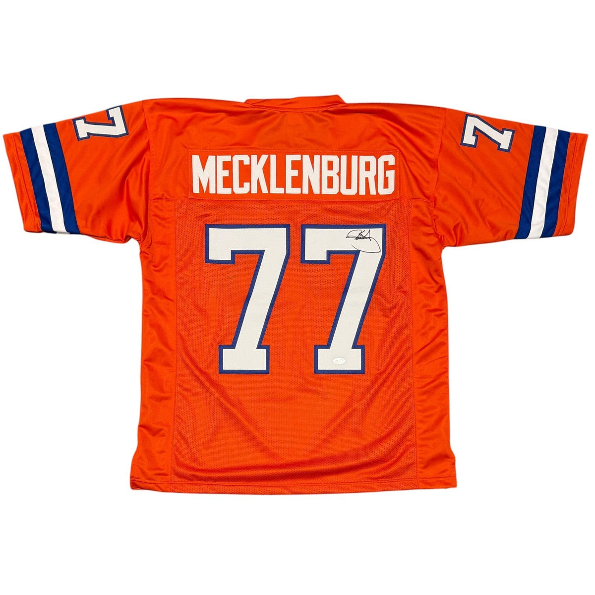 Karl Meckleburg Signed Autographed Denver Broncos Custom Jersey JSA Witness COA