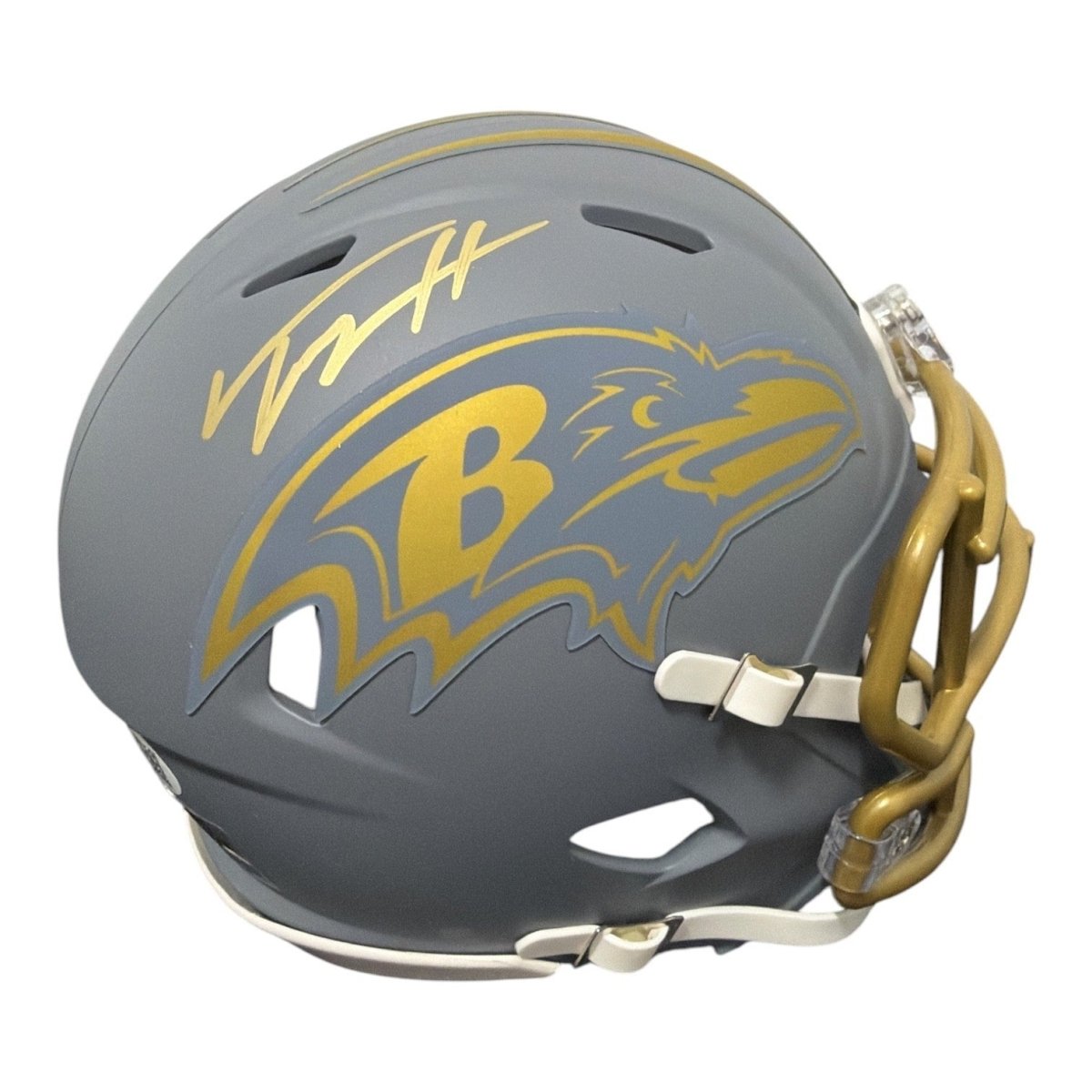 Trey Hendrickson Signed Baltimore Ravens Slate Mini Helmet JSA Witness COA