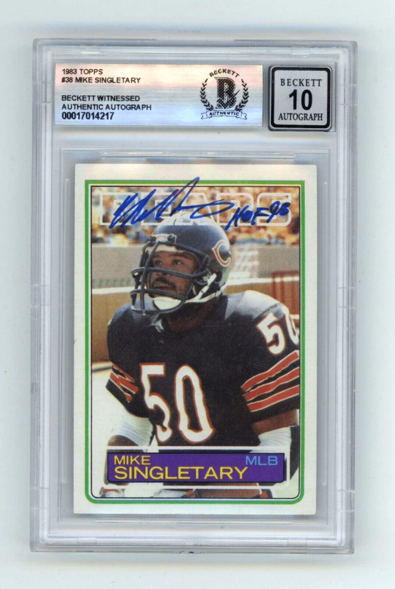 Mike Singletary 1983 Topps #38 Rookie RC HOF Ins Signed Beckett BAS BGS 10 Auto