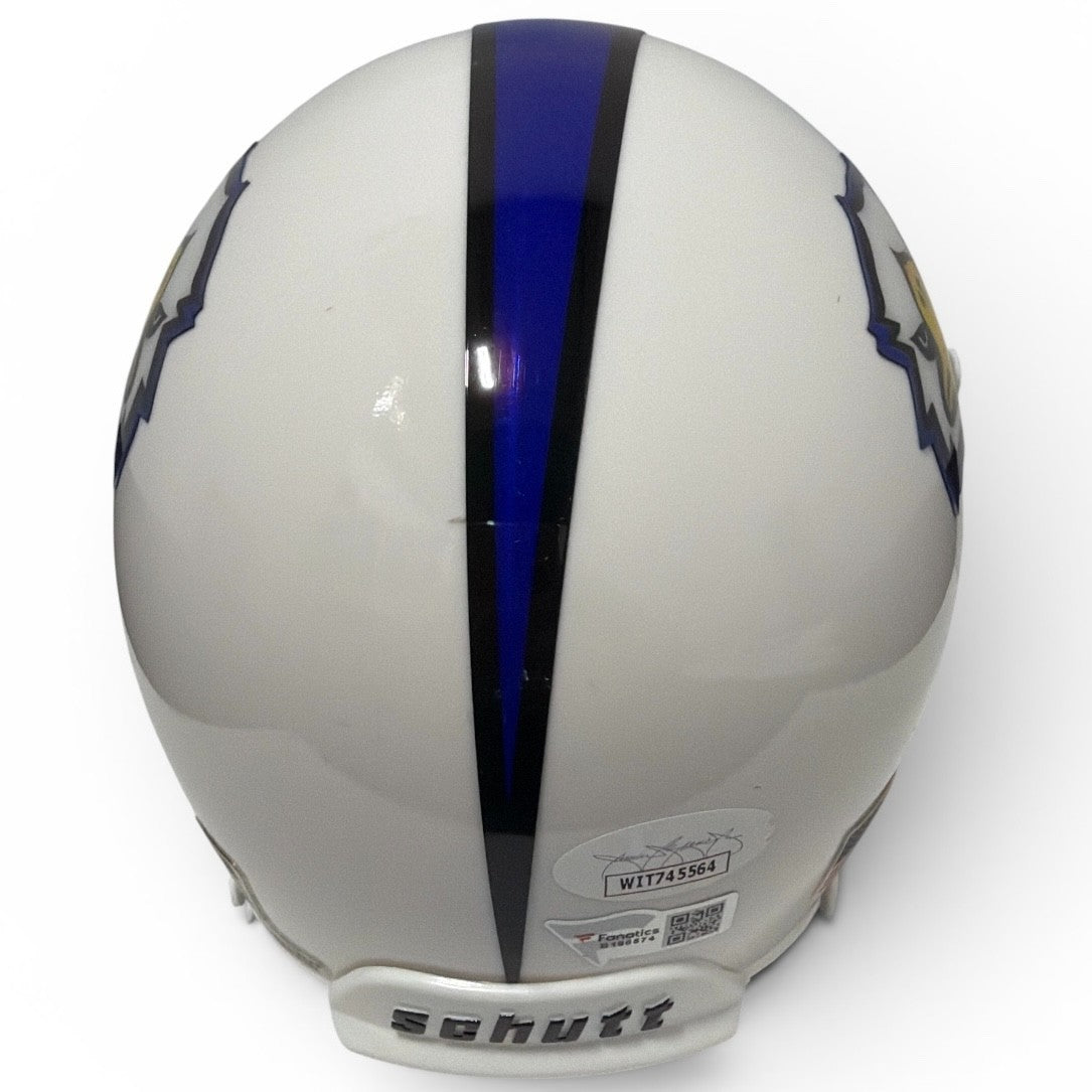 Phil Simms Signed Morehead State Eagles Schutt Mini Helmet JSA &amp; FANATICS COA