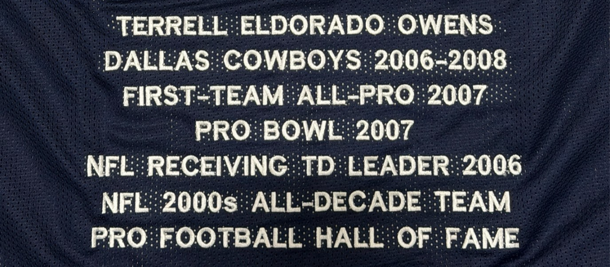 Terrell Owens Signed Autographed Dallas Cowboys Stat Custom Jersey JSA COA