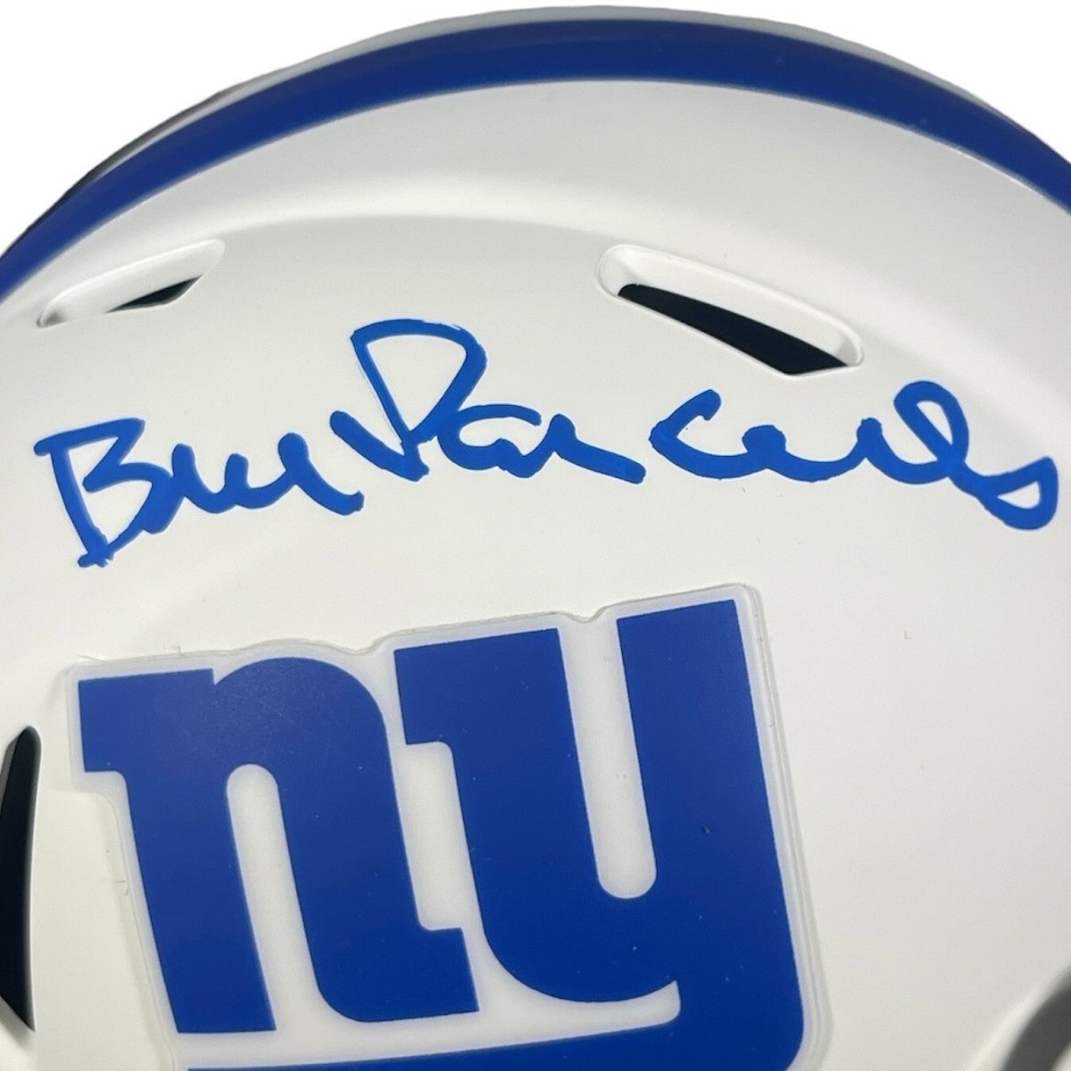 Bill Parcells Signed Giants Lunar Mini Helmet Beckett Witness BAS COA