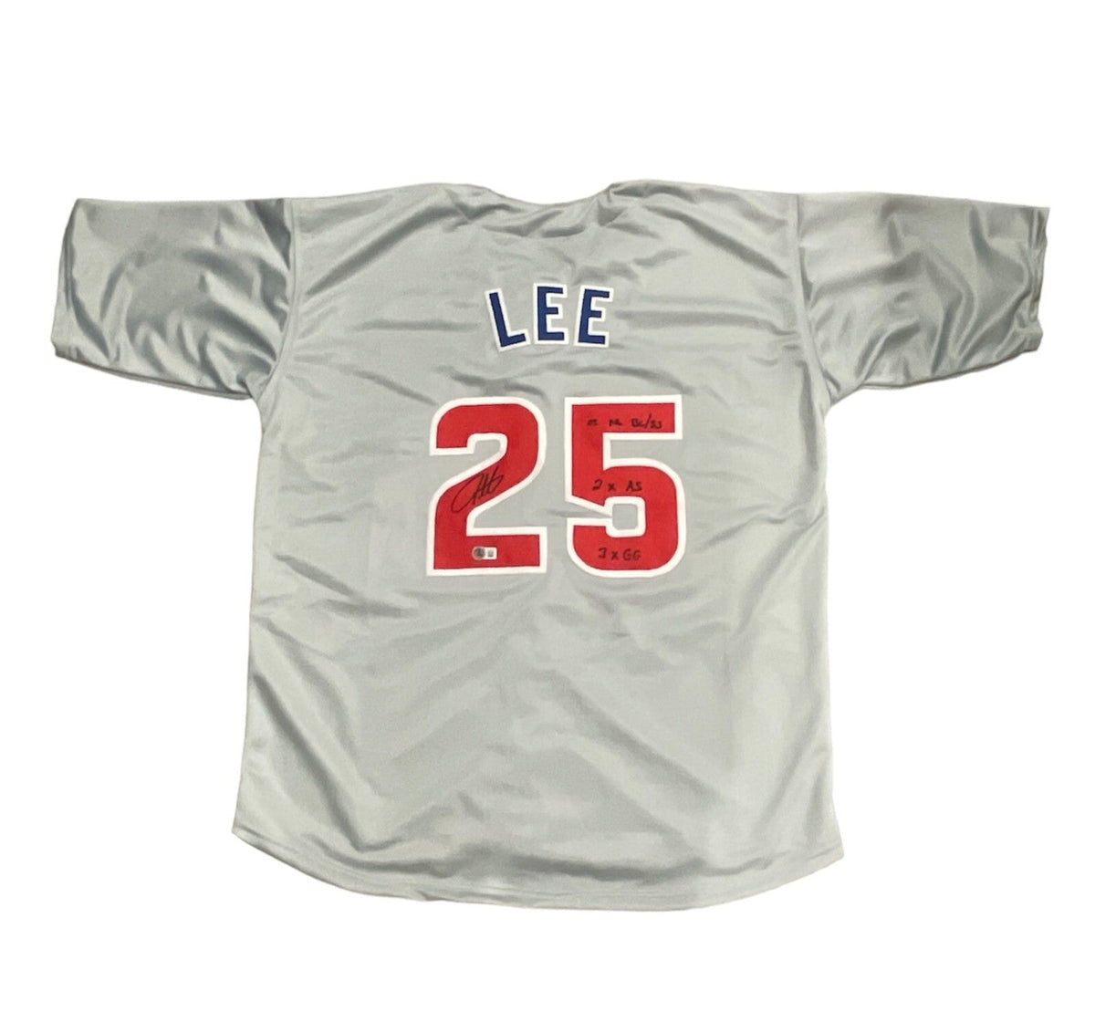 Derrek Lee Signed Chicago Cubs Custom Jersey w/ 3 Insc Beckett Witness BAS COA