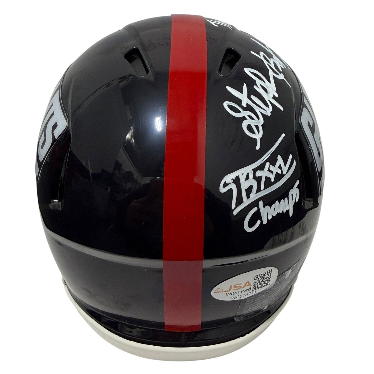Stephen Baker Signed Giants TB Mini Helmet w/ SB Champs + TD Maker JSA Wit COA