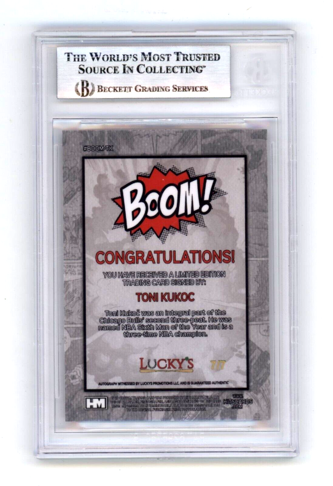 Toni Kukoc 2024 Hits Memorabilia BOOM Red Jersey # 7/7 Signed BGS BAS Auto