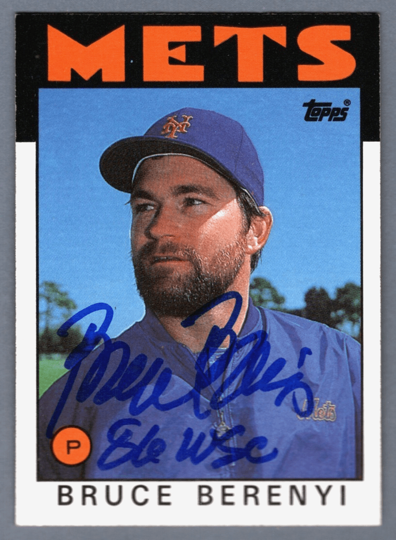 Bruce Berenyi Signed 1986 Topps #339 Rookie RC w/ 86 WSC LSCM COA NY Mets