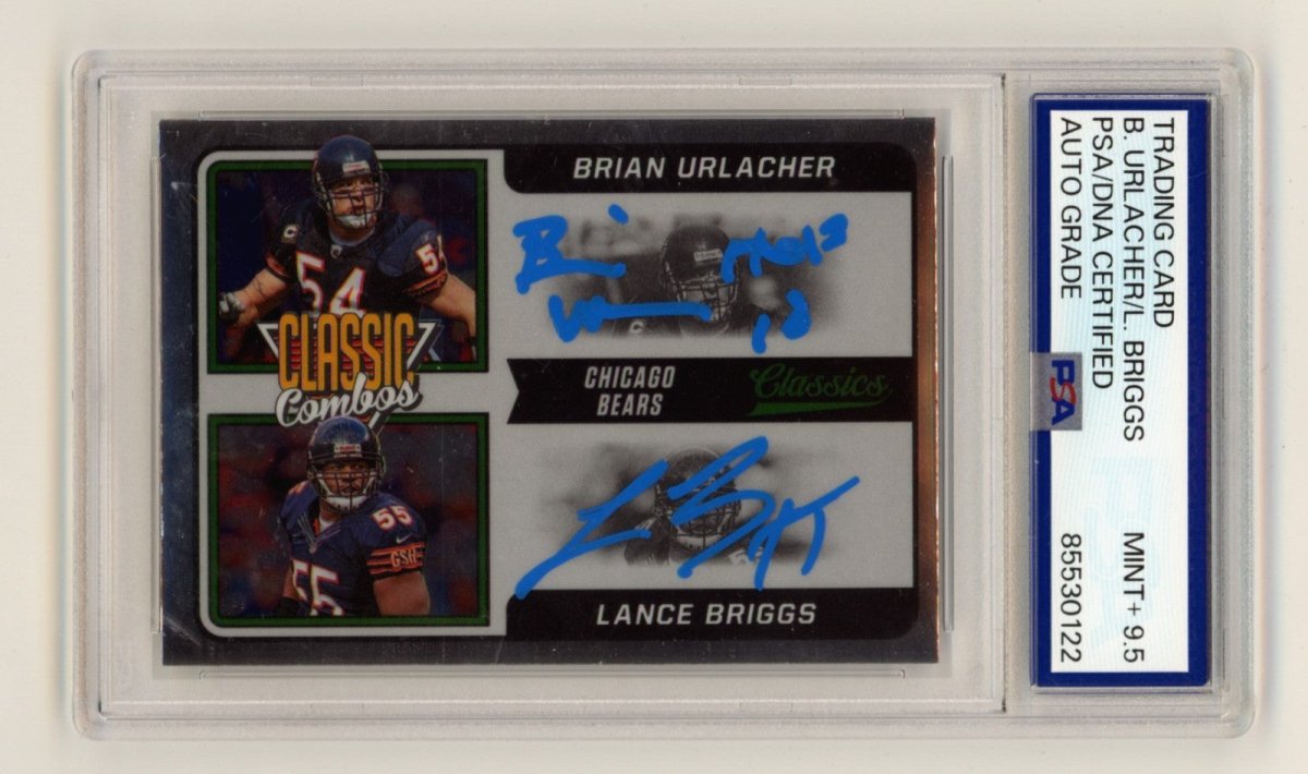 Brian Urlacher Lance Briggs 2021 Panini Classic Combo Dual Signed w Ins PSA 9.5