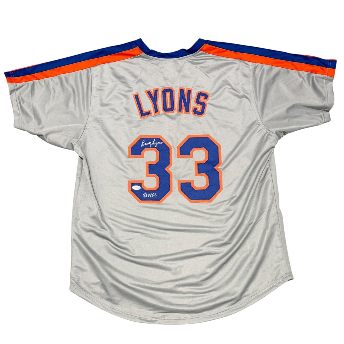 Barry Lyons Signed New York Mets Custom Jersey w/ 86 WSC JSA Witness COA