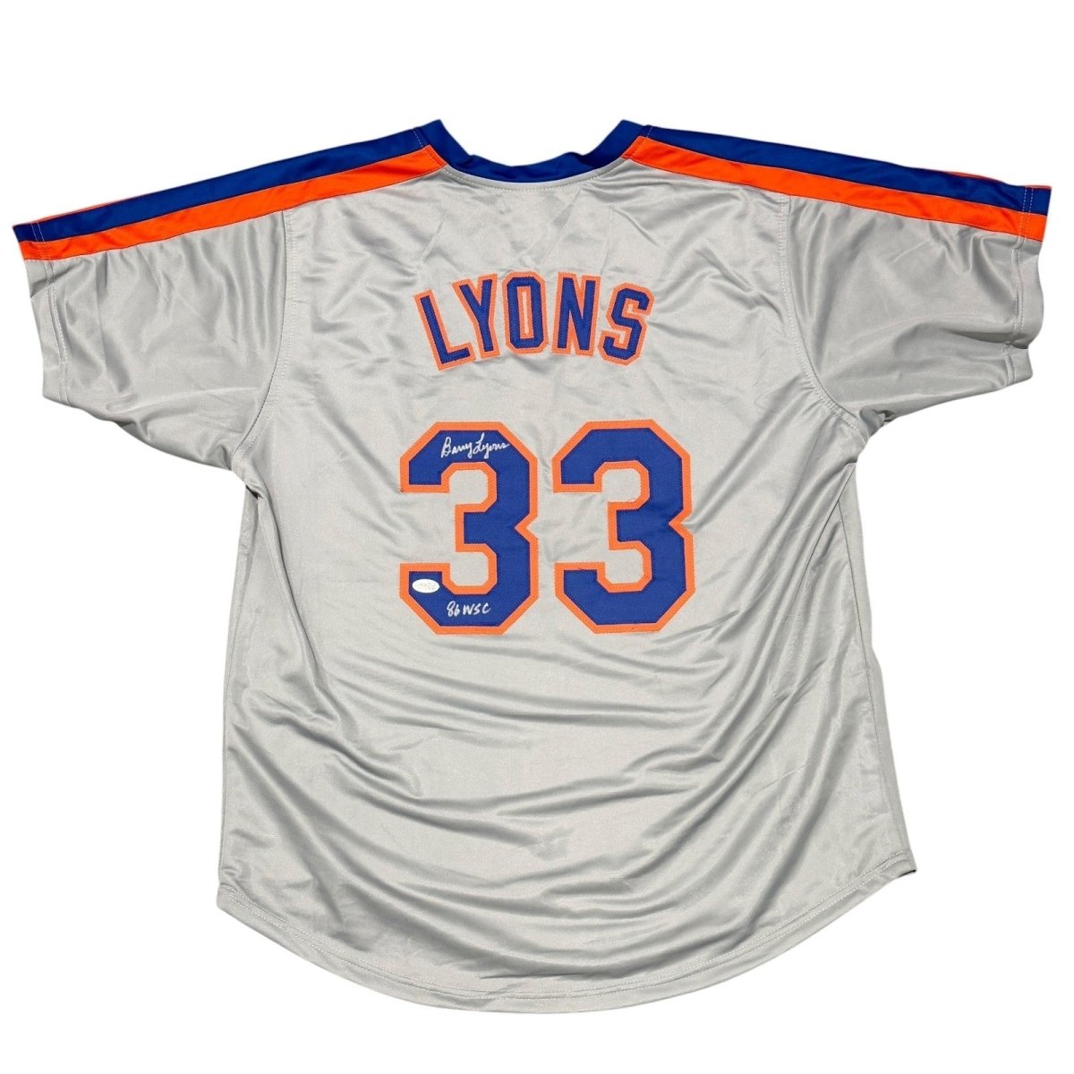 Barry Lyons Signed New York Mets Custom Jersey w/ 86 WSC JSA Witness COA