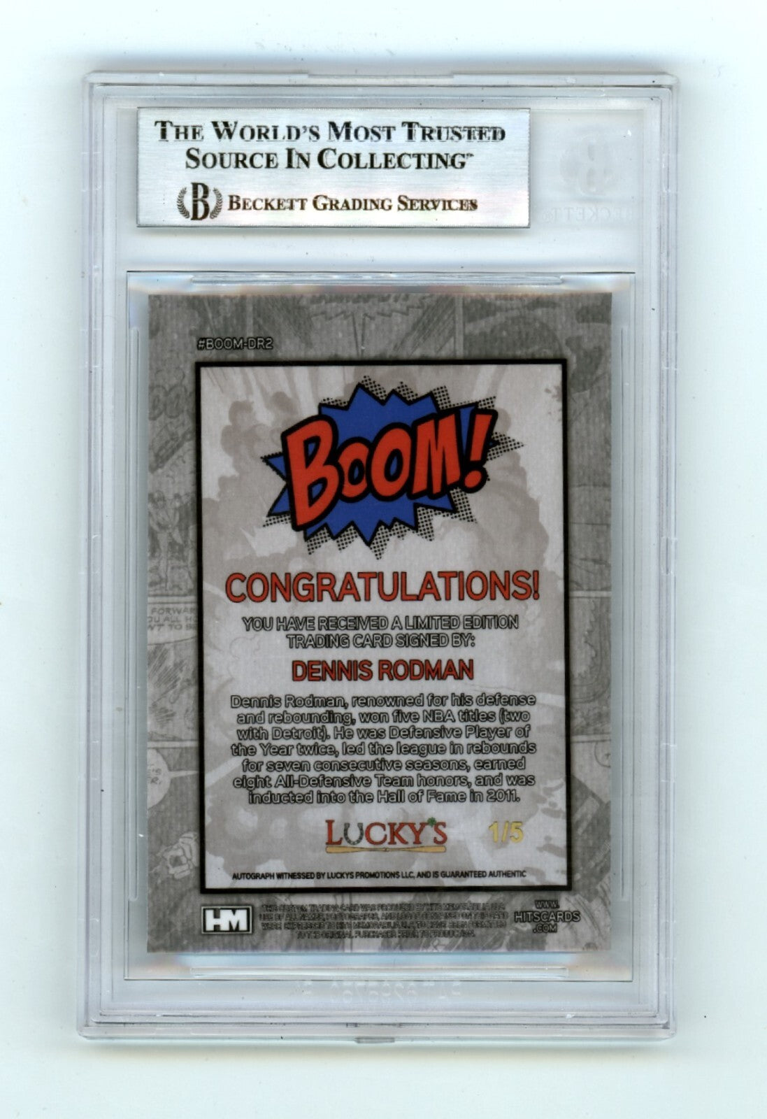 Dennis Rodman 2024 Hits Memorabilia BOOM Blue #/5 Signed BGS BAS Auto Pistons