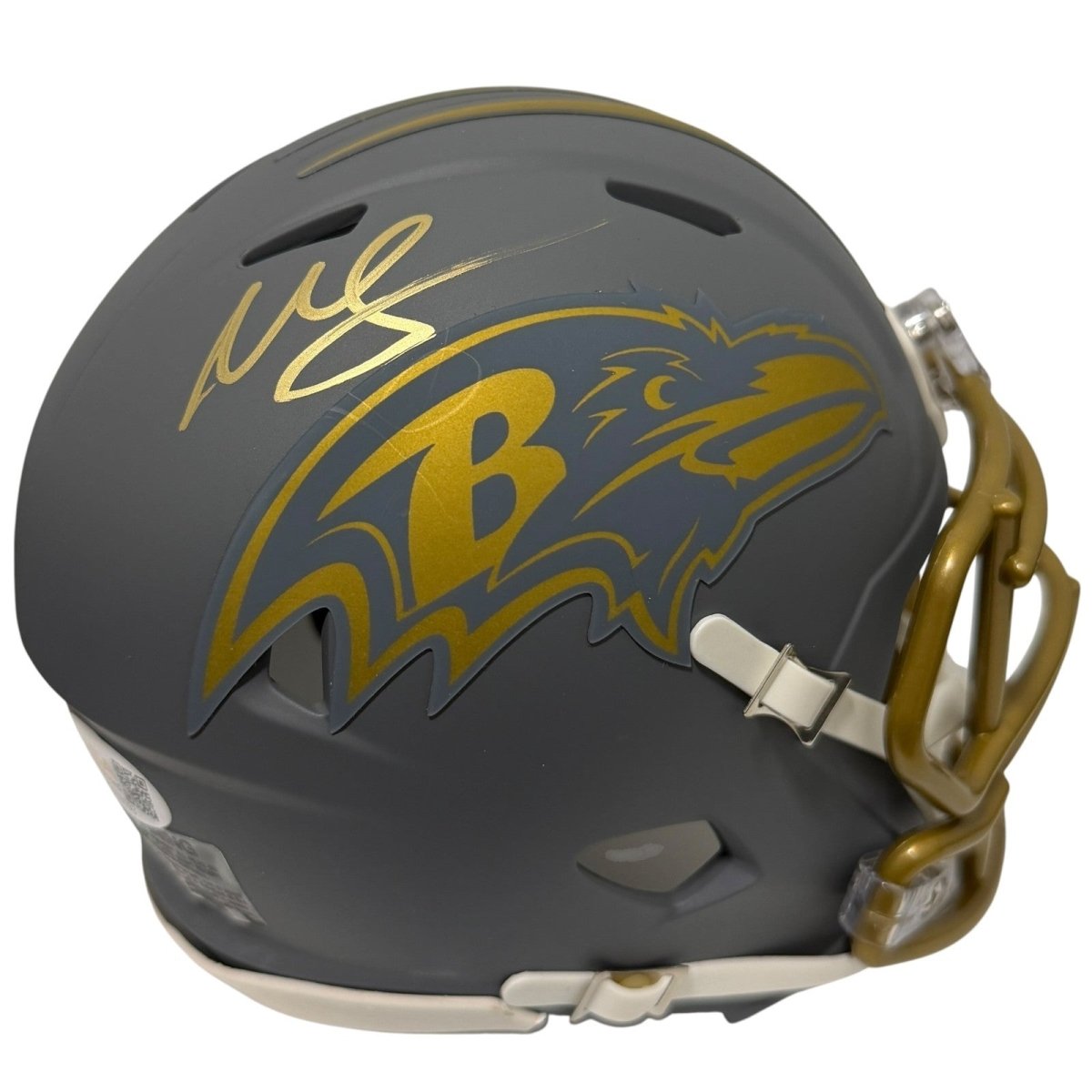 Willis McGahee Signed Baltimore Ravens Slate Mini Helmet JSA Witness COA