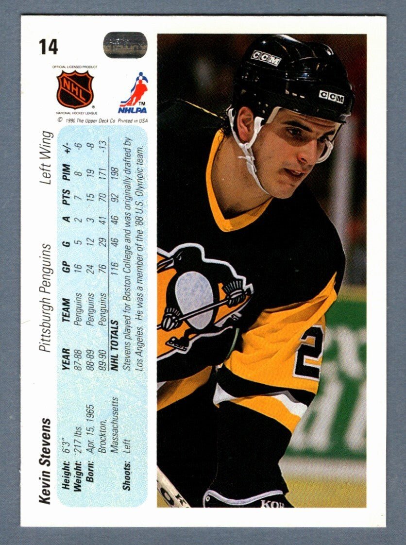 Kevin Stevens Signed 1990-91 Upper Deck NHL Rookie RC #14 LSCM COA Penguins