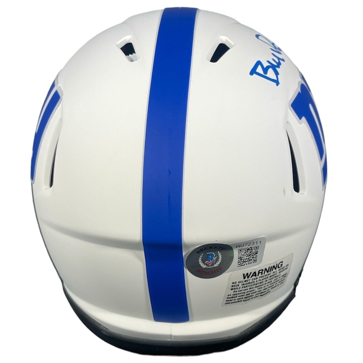 Bill Parcells Signed Giants Lunar Mini Helmet Beckett Witness BAS COA