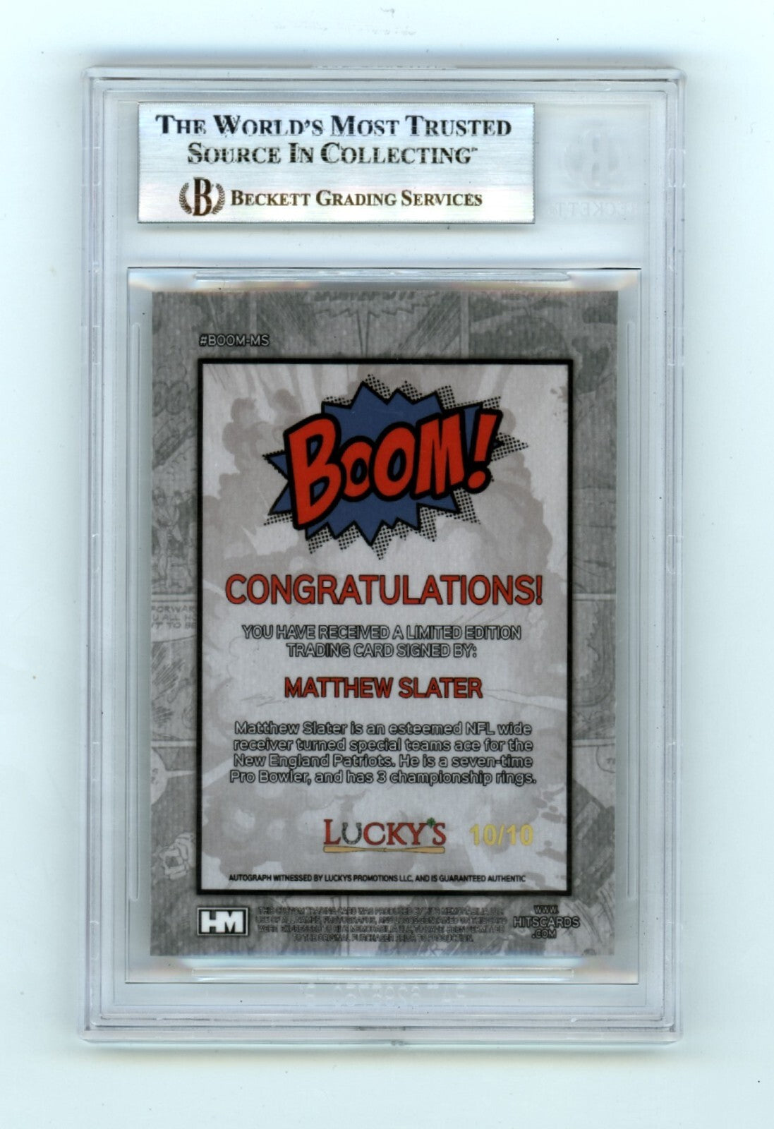 Matthew Slater 2024 Hits Memorabilia BOOM Gold #/10 Signed BGS BAS Auto Patriots