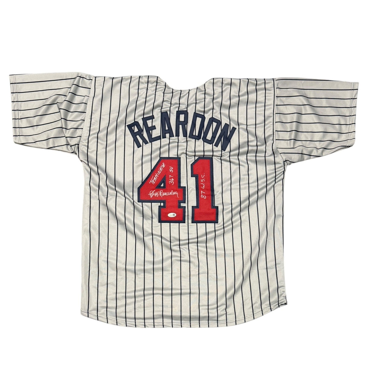 Jeff Reardon Signed Minnesota Twins Custom Jersey w/ 3 Insc JSA Witness COA
