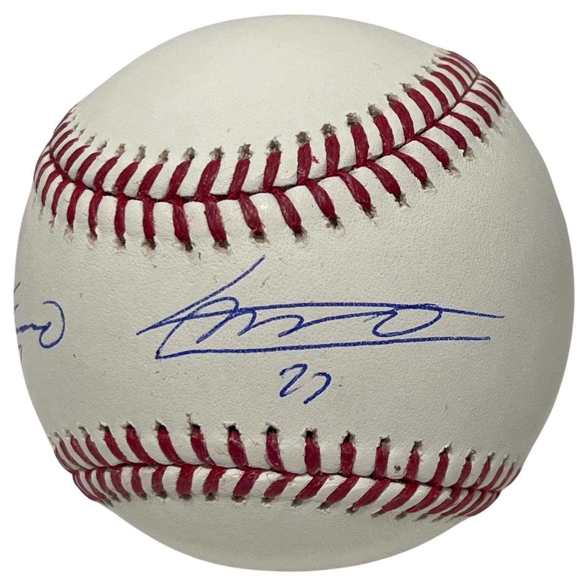 Vladimir Guerrero Jr &amp; Sr Dual Signed Rawlings ROMLB Baseball PSA COA