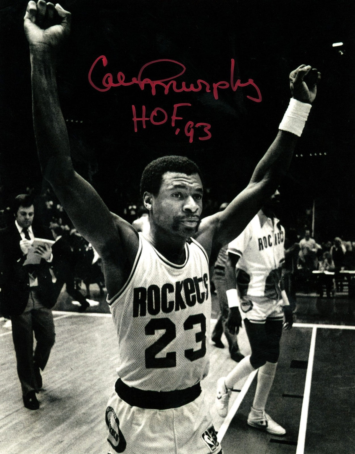 Calvin Murphy Signed Autographed Houston Rockets 8x10 Photo w/ HOF 93 LSCM COA