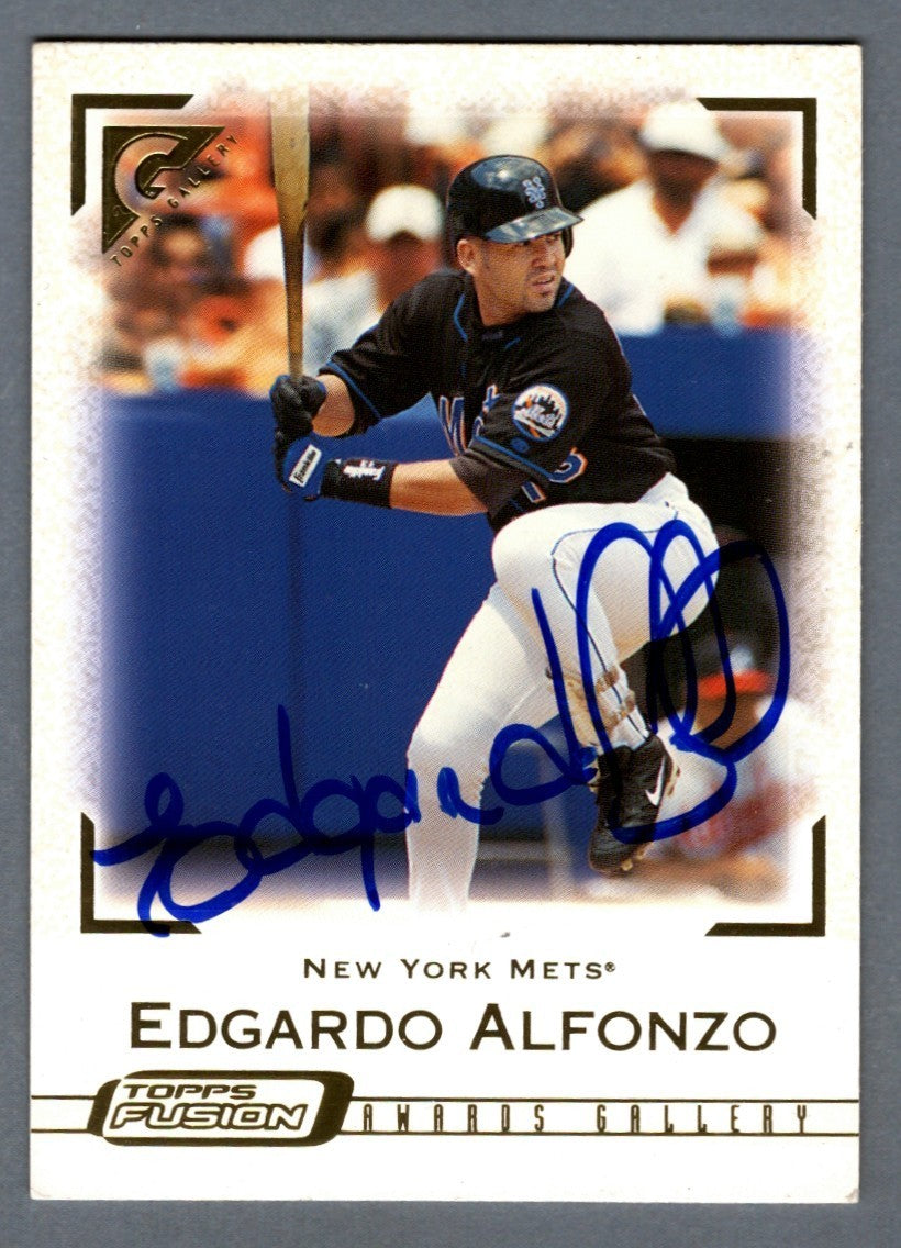 Edgardo Alfonzo Signed Autographed 2001 Topps Gallery #83 LSCM COA New York Mets