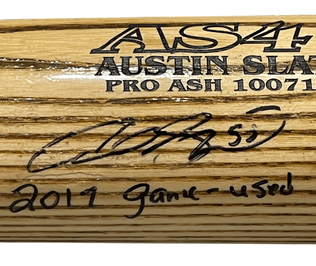 Auston Slater Signed AS47 Zinger 2017 Game Used Rookie Bat ONYX COA Yankees