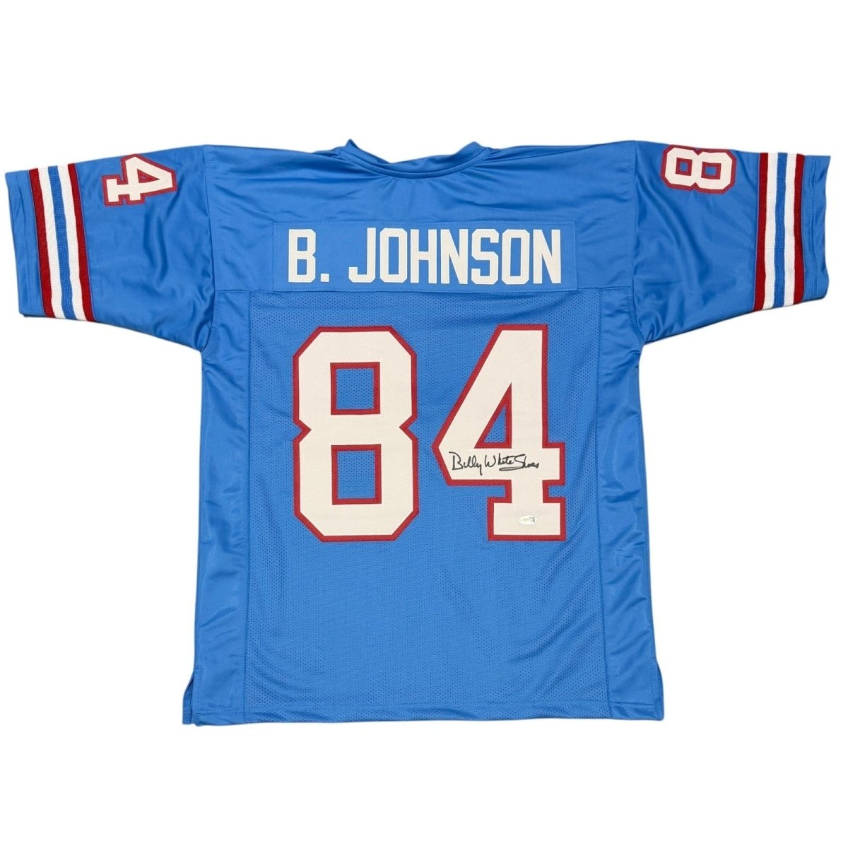 Billy White Shoes Johnson Signed Houston Oilers Custom Jersey JSA Witness COA