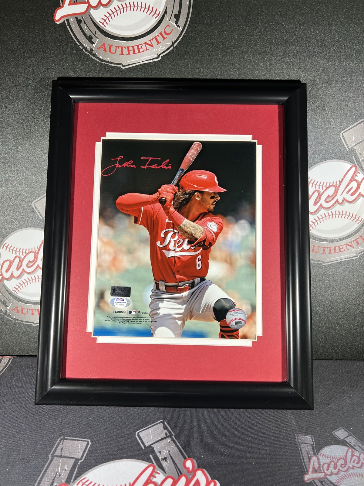 Jonathan India Signed Framed 8x10 Photo Hitting Cincinnati Reds PSA ITP COA