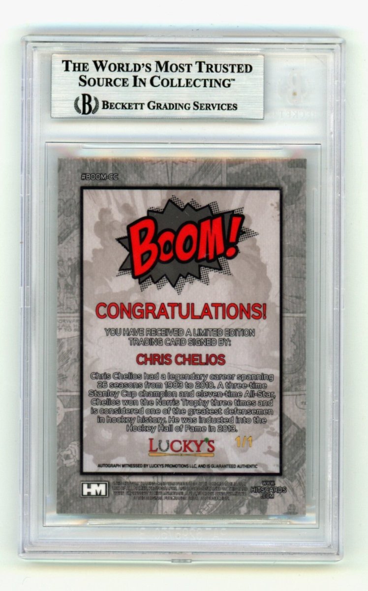 Chris Chelios 2024 Hits Memorabilia BOOM Super 1/1 Signed BGS BAS Auto Detroit