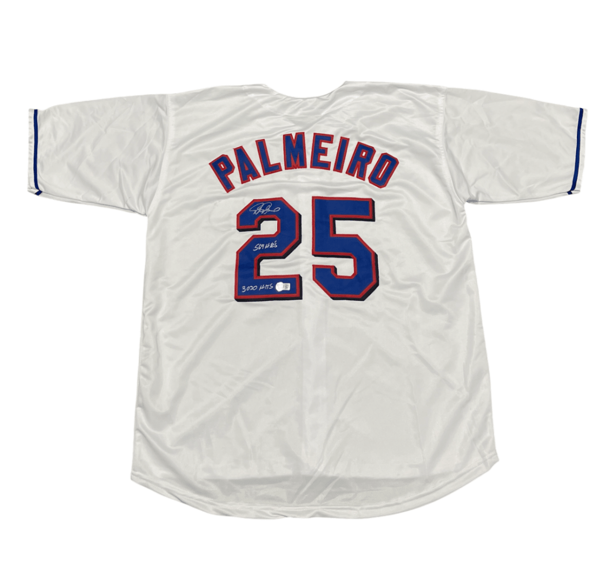 Rafael Palmeiro Signed Rangers Custom Jersey w/ 569 3020 Beckett Wit BAS COA