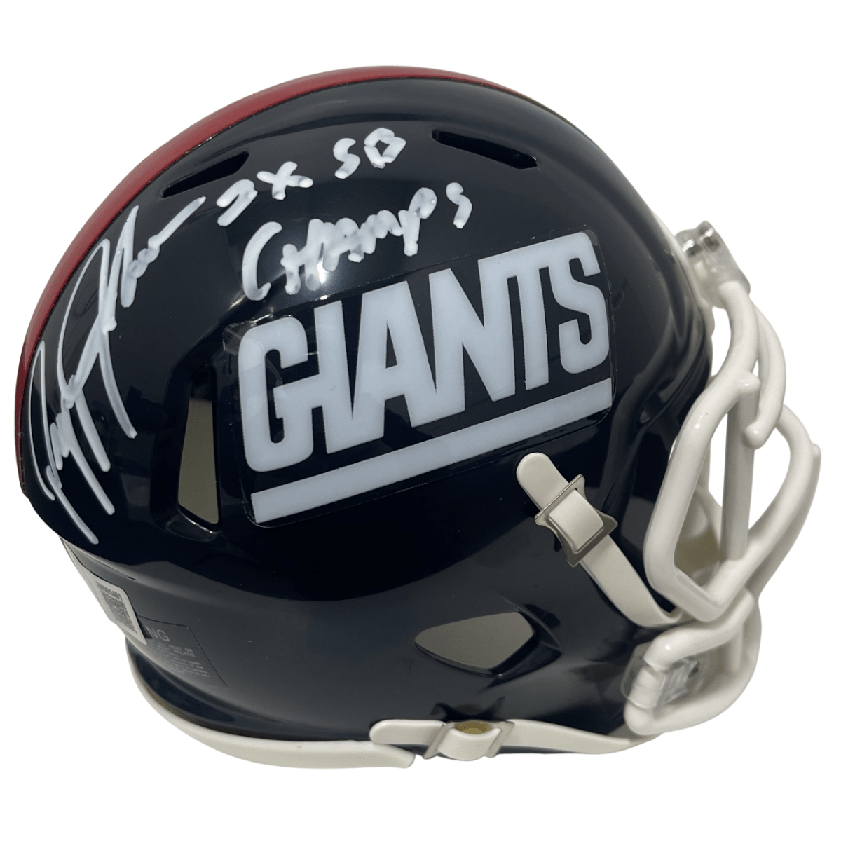 Pepper Johnson Signed Giants TB Mini Helmet w/ 2x SB Champs Beckett Wit BAS COA