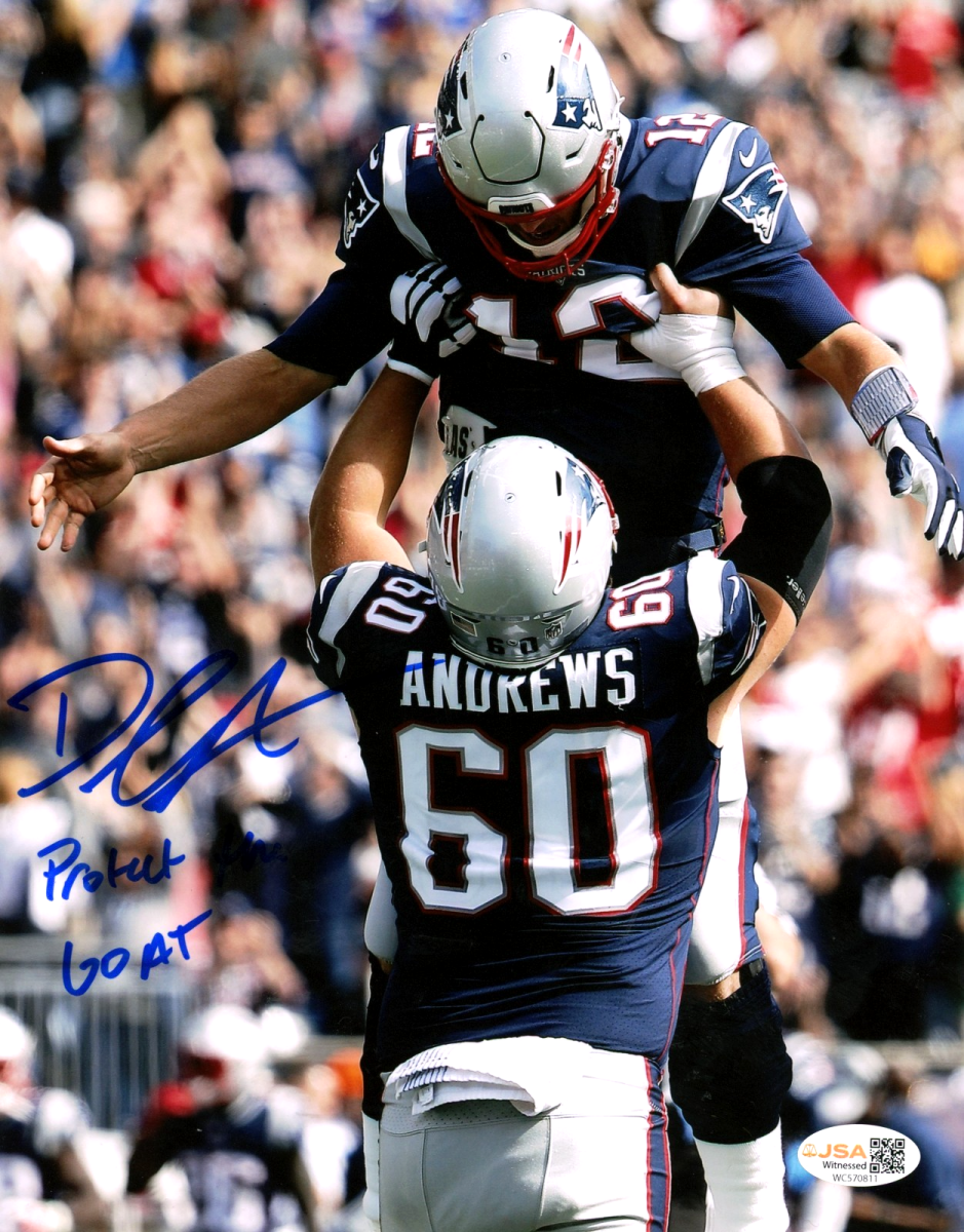 David Andrews Signed Patriots 8x10 Photo w/ Brady Protect the GOAT JSA W. COA #1