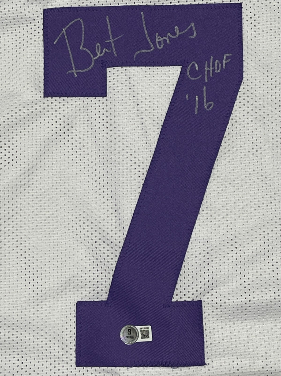 Bert Jones Signed LSU White Custom Jersey w/ CHOF 16 Beckett Witness BAS COA