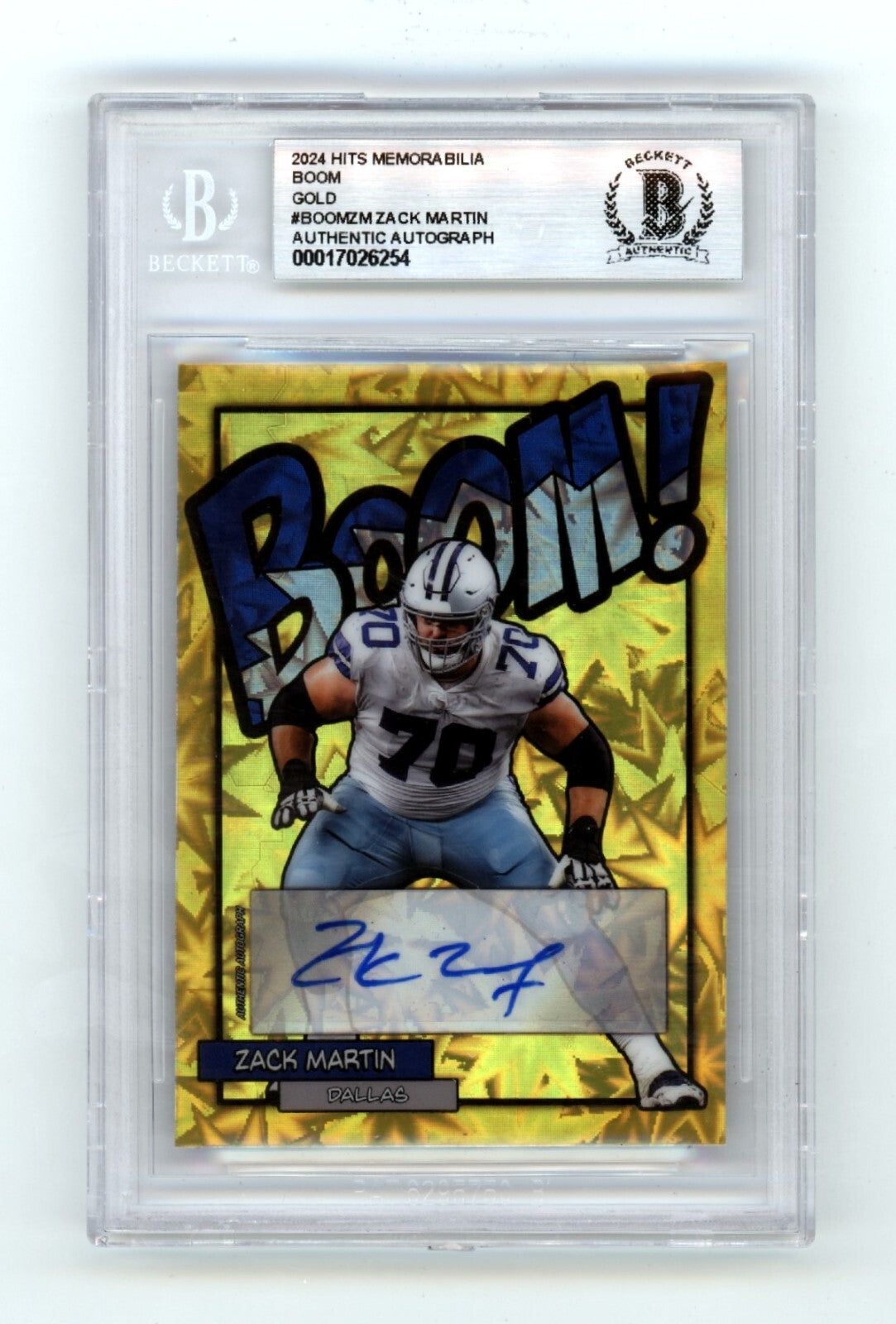 Zack Martin 2024 Hits Memorabilia BOOM Gold #/10 Signed BGS BAS Auto Cowboys