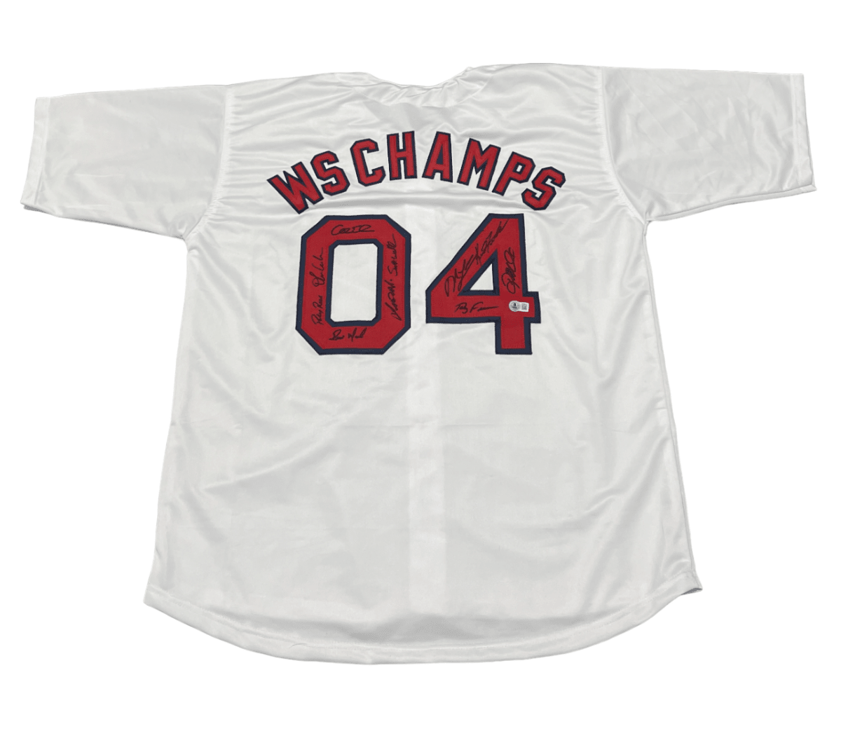 2004 Boston Red Sox Team Signed Custom Jersey w/ 10 Sigs Beckett Witness BAS COA