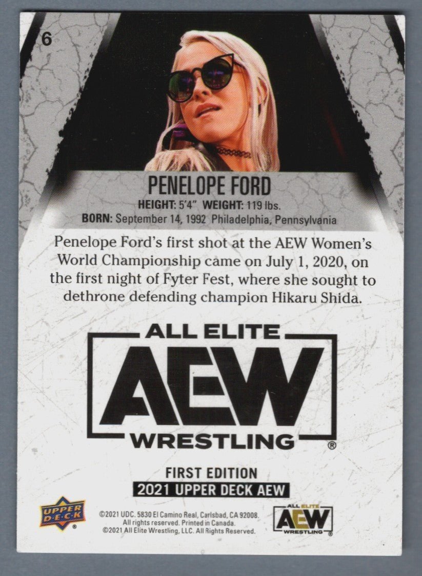 Penelope Ford Signed 2021 Upper Deck AEW First Edition Gold Auto #6 LSCM COA