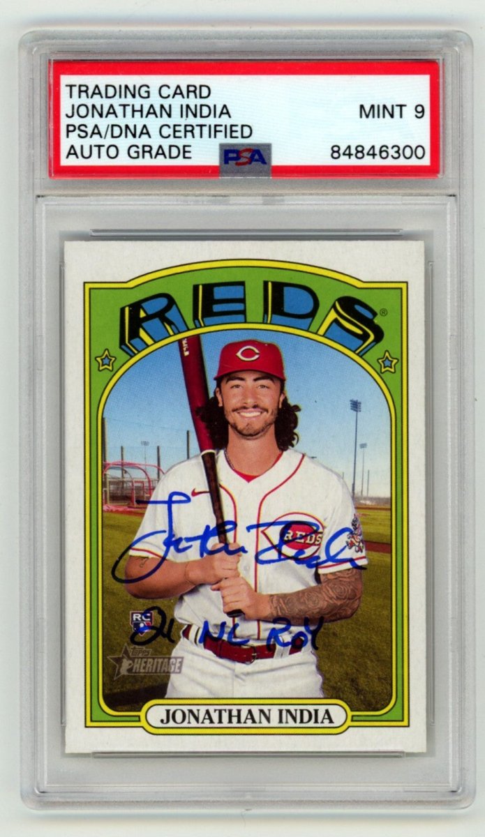 Jonathan India 2021 Topps Heritage #541 Rookie RC Signed w/ 21 NL ROY PSA 9 Auto