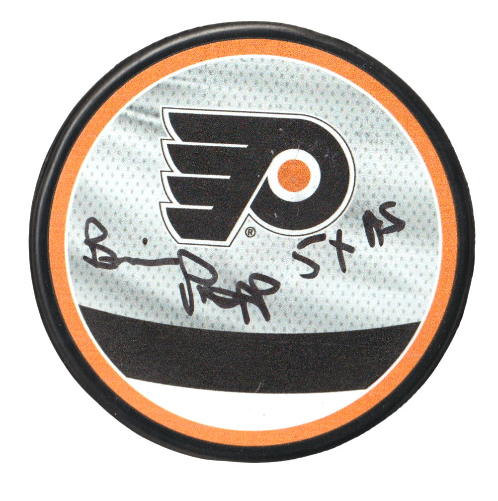Brian Propp Signed Philadelphia Reverse Retro Puck w/ 5x AS Beckett Wit BAS COA