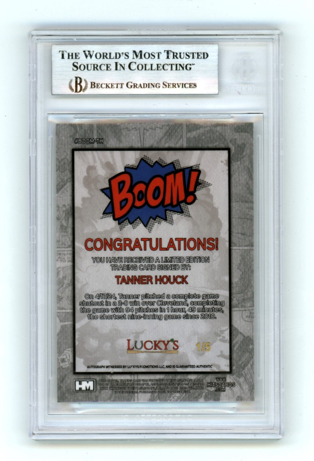 Tanner Houck 2024 Hits Memorabilia BOOM Gold #/5 Signed BGS BAS Auto Red Sox