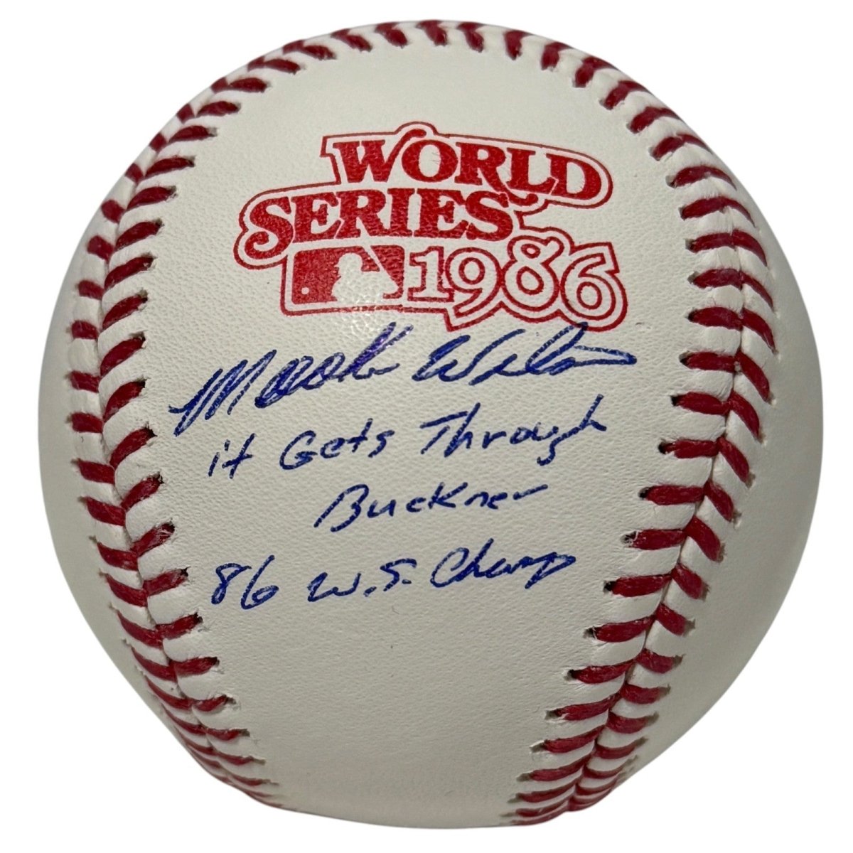 Mookie Wilson Signed 1986 World Series Baseball w/ 2 Insc JSA Witness COA Mets