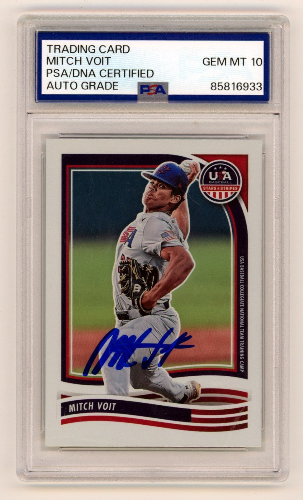 Mitch Voit 2024 Panini USA Stars &amp; Stripes #192 Signed Rookie RC PSA 10 Auto