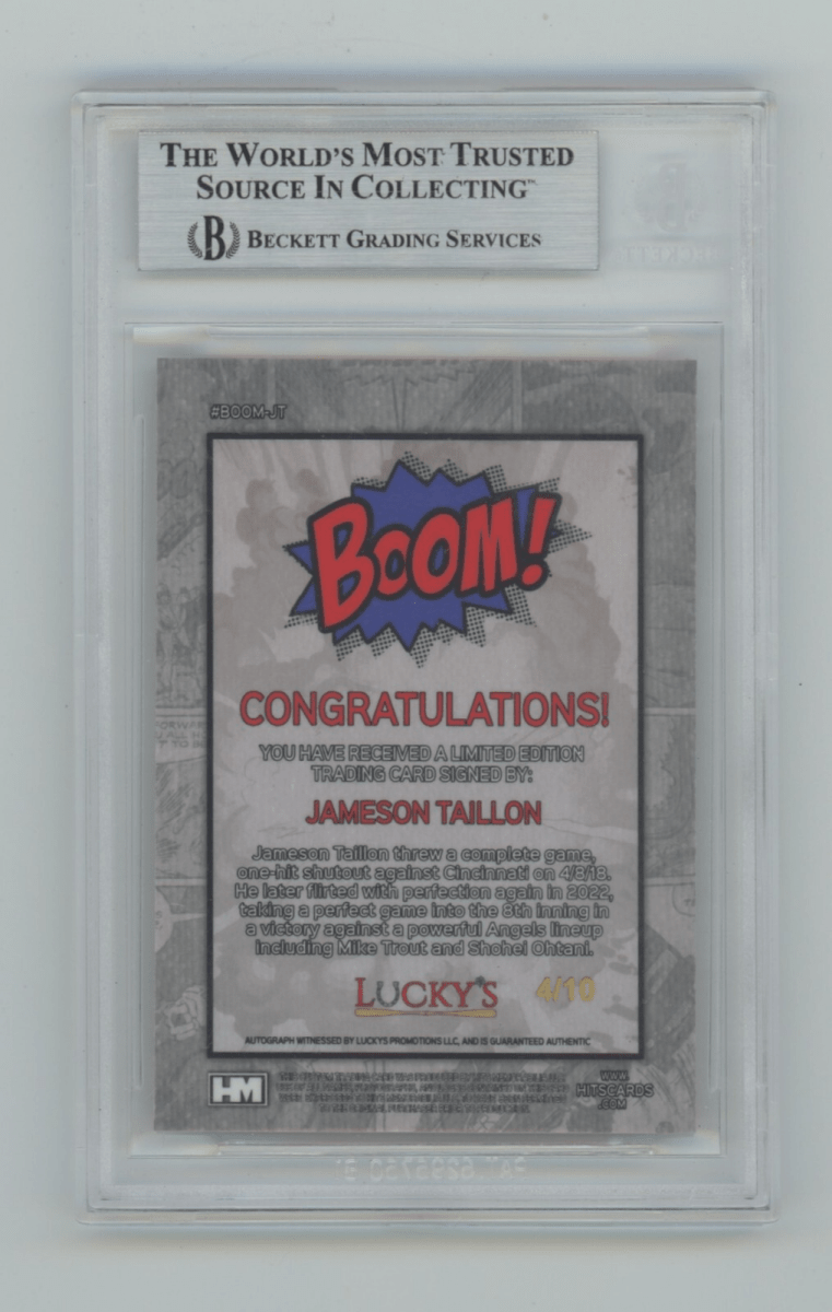 Jameson Taillon 2024 Hits Memorabilia BOOM Gold /10 Signed BGS BAS Auto Chicago