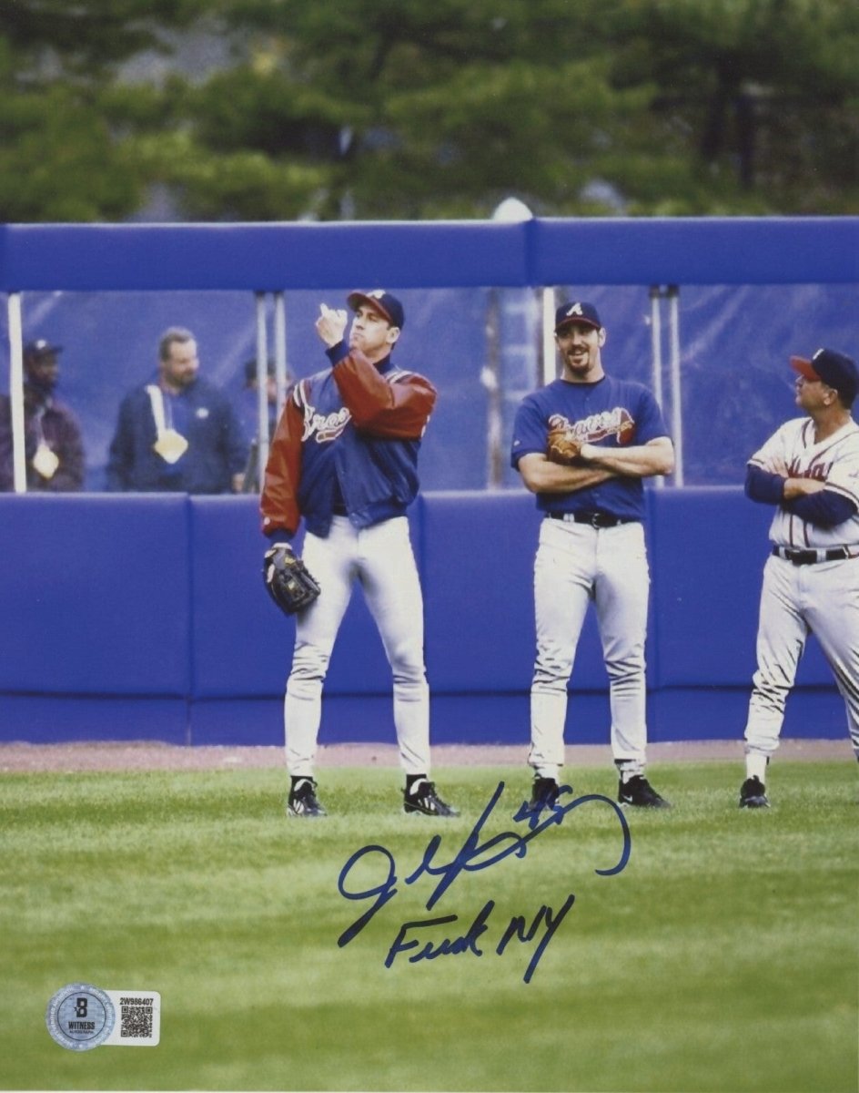 John Rocker Signed Atlanta Braves 8x10 Photo w/ F**K NY Beckett Wit BAS COA #2